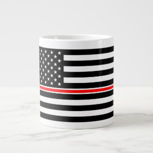 Thin Red Line Flag: Firefighter Hero Memorial Large Coffee Mug