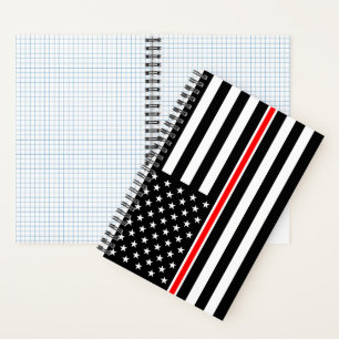 Thin Red Line Flag: Firefighter Hero Memorial Notebook