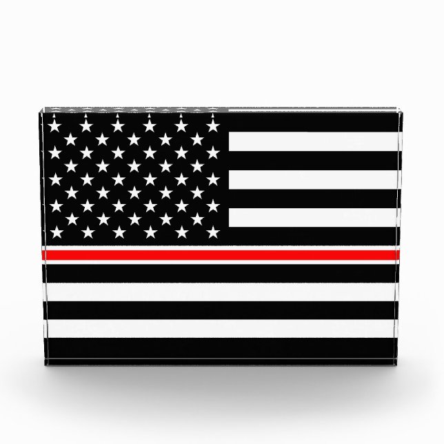 Thin Red Line Flag: Firefighter Hero Memorial Photo Block (Front)