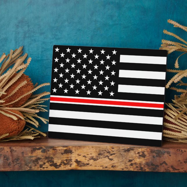 Thin Red Line Flag: Firefighter Hero Memorial Plaque (Side)