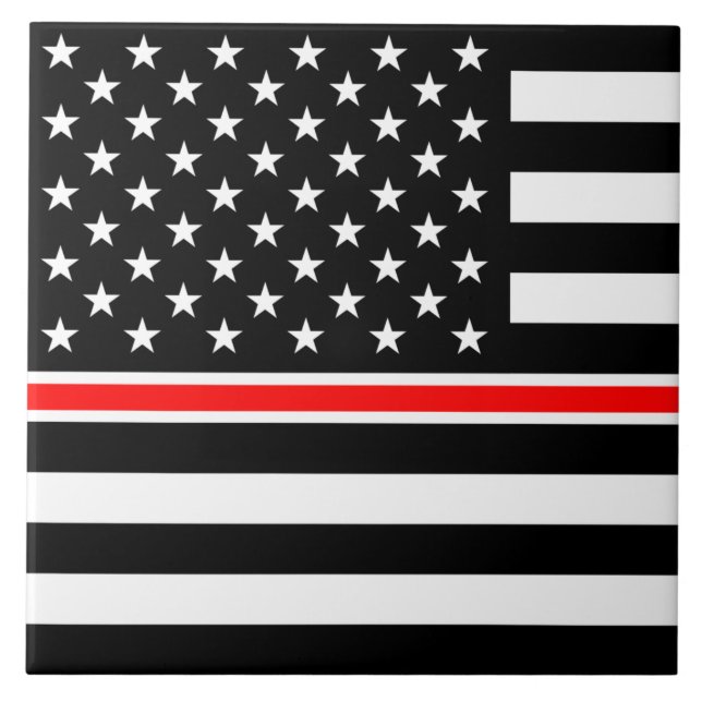 Thin Red Line Flag: Firefighter Hero Memorial Tile (Front)