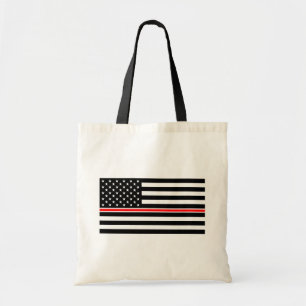 Thin Red Line Flag: Firefighter Hero Memorial Tote Bag