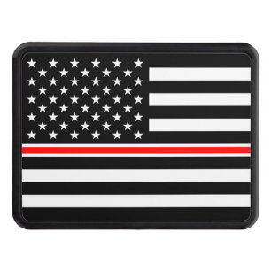 Thin Red Line Flag: Firefighter Hero Memorial Trailer Hitch Cover