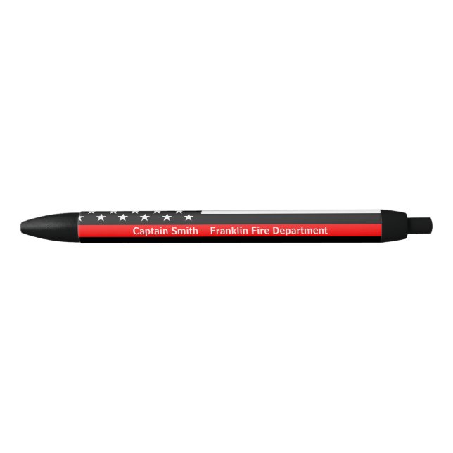 Thin Red Line Flag Firefighter Personalized Black Ink Pen (Front)
