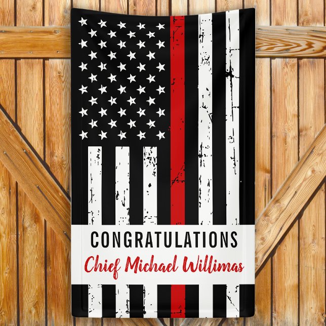Thin Red Line Flag Fireman Firefighter Retirement Banner (Creator Uploaded)
