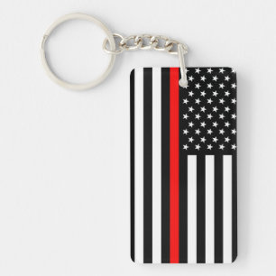 thin red line flag fireman firefighter usa united keychain
