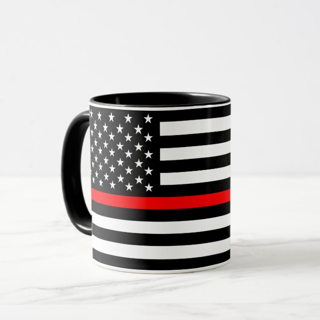thin red line flag fireman firefighter usa united mug (Front Left)