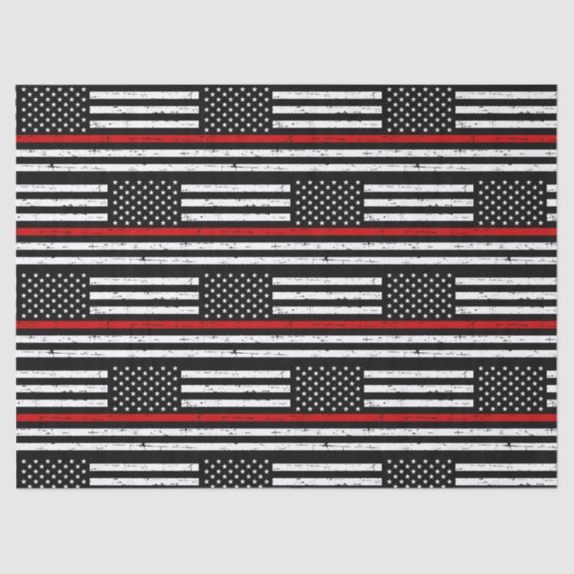 Thin Red Line Flag Fireman Retirement Firefighter Tissue Paper (Front)