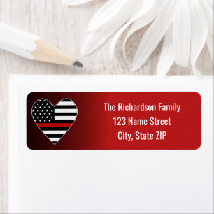 Thin Red Line Flag Heart