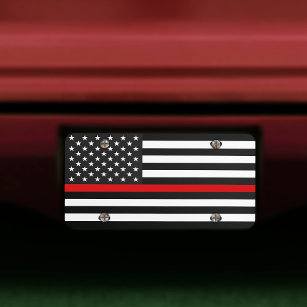 Thin Red Line Flag of the USA License Plate