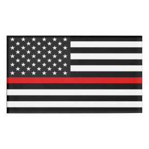 Thin Red Line Flag of the USA Name Tag