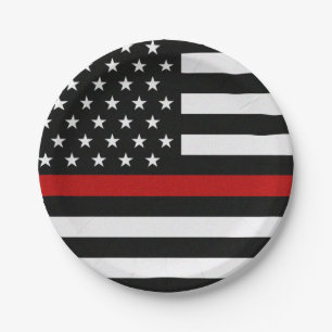 Thin Red Line Flag Paper Plate