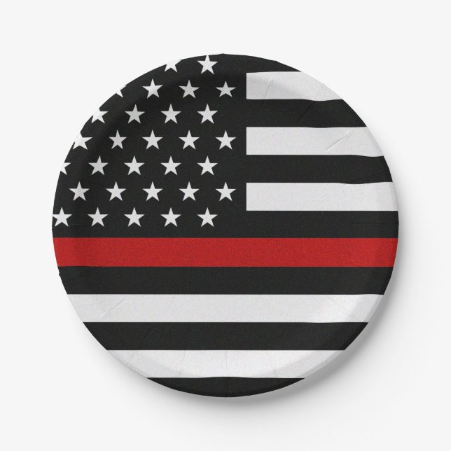 Thin Red Line Flag Paper Plate (Front)