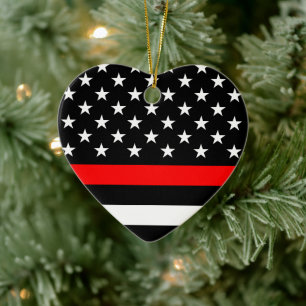 Thin Red Line Flag (United States) Ceramic Ornament