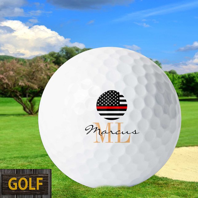 Thin Red Line & Golf USA Monogrammed Firefighter Balls (Creator Uploaded)