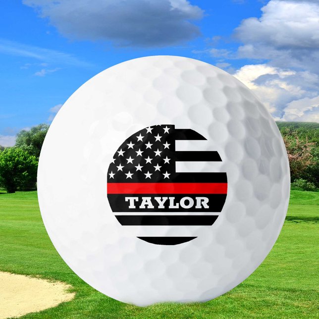 Thin Red Line & Golf USA personalized Fireman flag Balls (Creator Uploaded)