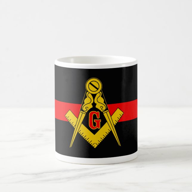 THIN RED LINE MASONIC FIREFIGHTER COFFEE MUG (Center)