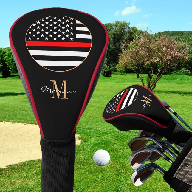 Thin Red Line Monogrammed & Golf USA flag Head Cover (Creator Uploaded)