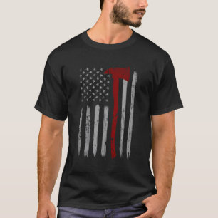 Thin Red Line Patriotic Firefighter Usa Flag Axe F T-Shirt