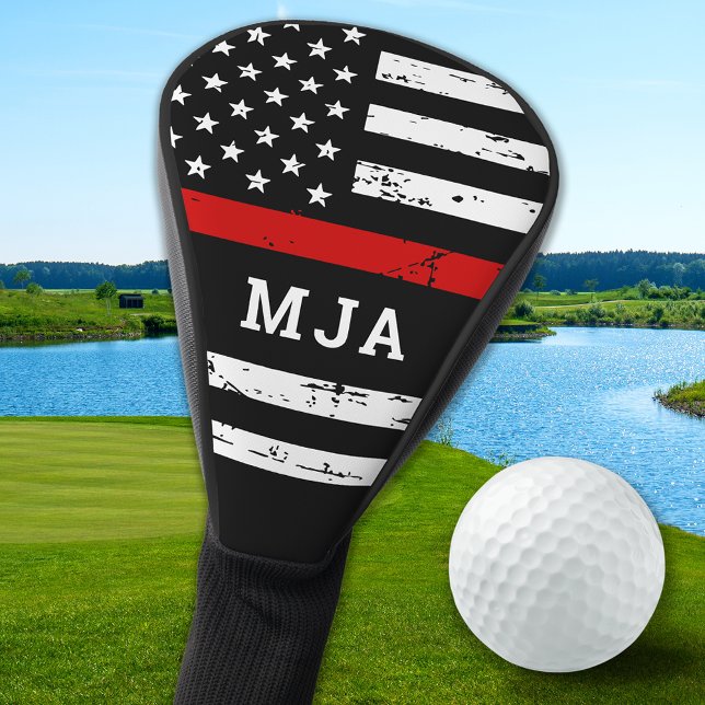 Thin Red Line Personalized Firefighter Monogram Golf Head Cover (Creator Uploaded)