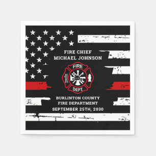 Thin Red Line Personalized Firefighter Retirement Napkin