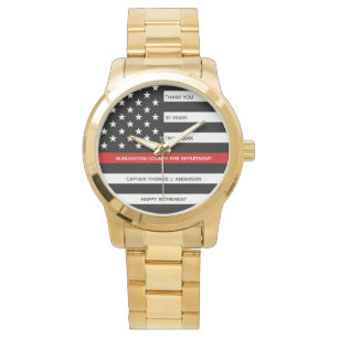 Thin Red Line Personalized Firefighter Retirement Watch