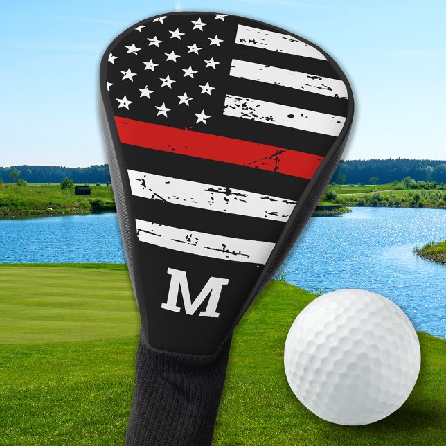 Thin Red Line Personalized Monogram Firefighter Golf Head Cover (Creator Uploaded)