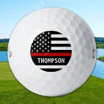 Thin Red Line Personalized Name Firefighter Golf Balls<br><div class="desc">Thin Red Line Firefighter Golf Balls - USA American flag design in Firefighter Flag colours, modern black red design . This personalized firefighter golf balls are perfect firefighter gifts, fireman retirement gifts. . Personalize these firefighter thin red line golf balls with firefighters name. COPYRIGHT © 2020 Judy Burrows, Black Dog...</div>