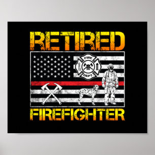 Thin Red Line Retired Firefighter Retirement Poster