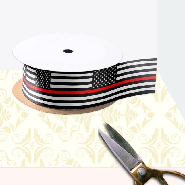 Thin Red Line ribbon, American Flag fireman / USA Satin Ribbon (Creator Uploaded)