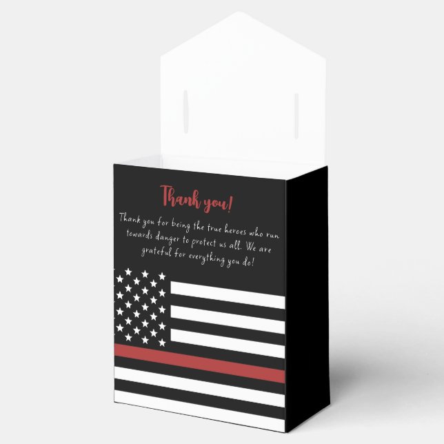 Thin Red Line USA Flag Firefighter Appreciation Favor Box (Opened)