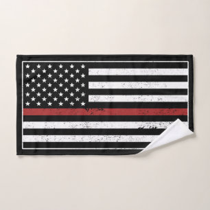 Thin Red Line USA Flag Firefighter Fire Department Hand Towel
