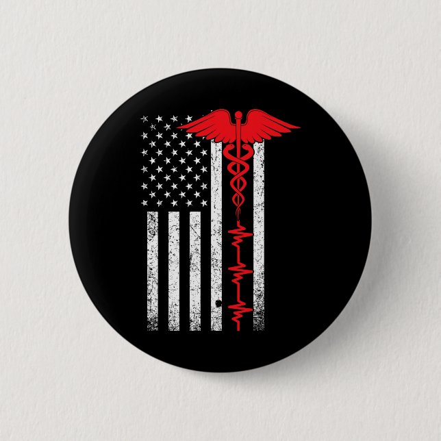Thin Red Line Usa Flag Nurse  2 Inch Round Button (Front)
