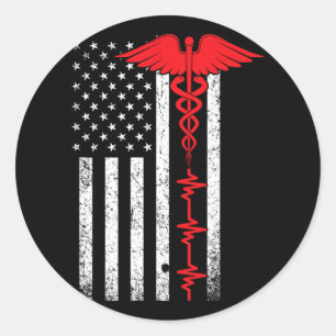 Thin Red Line Usa Flag Nurse  Classic Round Sticker