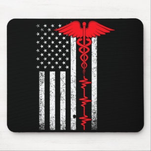 Thin Red Line USA Flag Nurse Mouse Pad