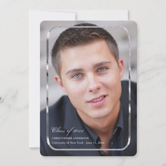 Thin Silver Frame Photo Invitation (Front)