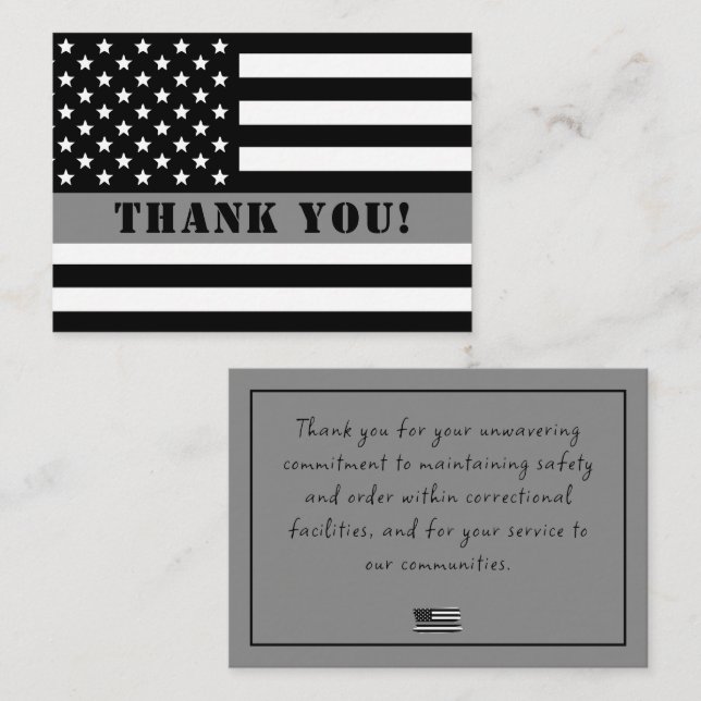 Thin Silver Line Corrections Officer Appreciation Card (Front/Back)