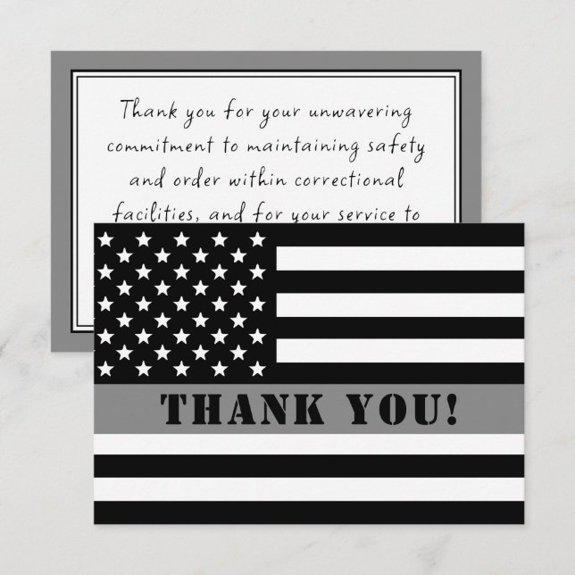 Thin Silver Line Corrections Officer Appreciation Thank You Card (Front/Back)