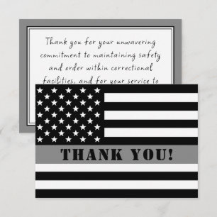 Thin Silver Line Corrections Officer Appreciation Thank You Card