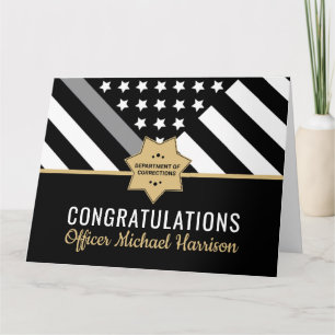 Thin Silver Line Corrections Officer Retirement Card