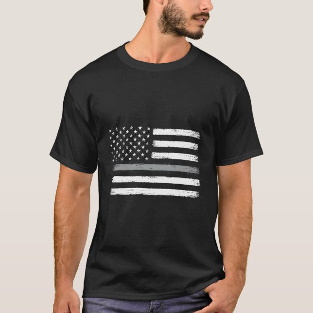 Thin Silver Line Flag Correctional Officer Correct T-Shirt (Front)