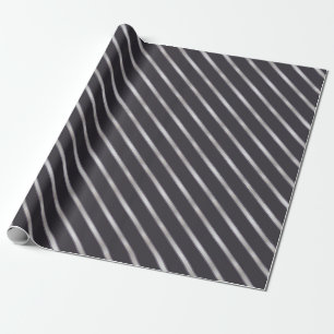Thin Silver Metallic Diagonal Stripes Wrapping Paper