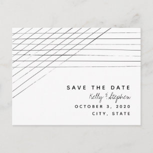 Thin Stripe Slant Save The Date Postcard