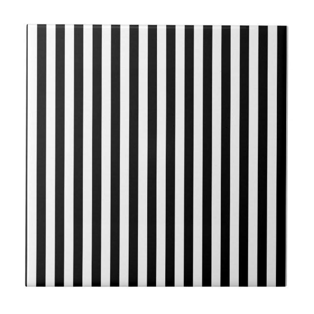 Thin Stripes - Black and White Tile (Front)
