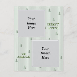 Thin Stripes Christmas Tree Merry Christmas Holiday Postcard