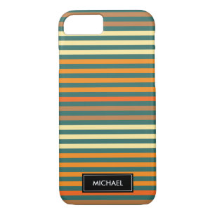 Thin Stripes Green & Orange   Custom Name Case-Mate iPhone Case