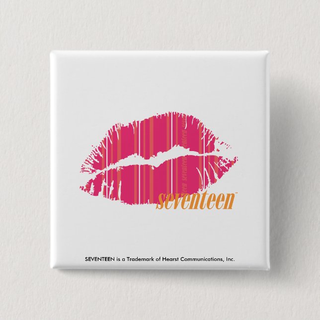 Thin Stripes Magenta 2 Inch Square Button (Front)