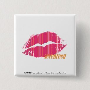 Thin Stripes Magenta 2 Inch Square Button