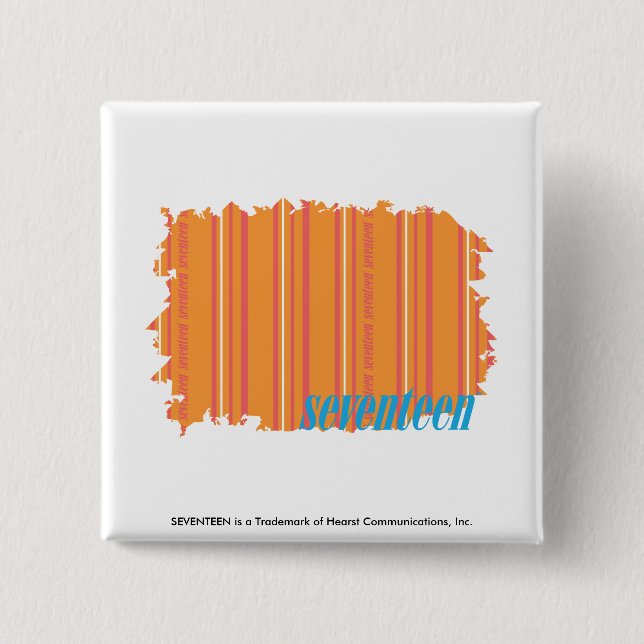 Thin Stripes Orange 2 Inch Square Button (Front)