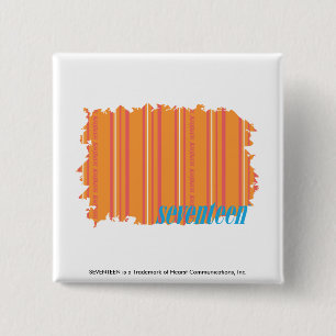 Thin Stripes Orange 2 Inch Square Button